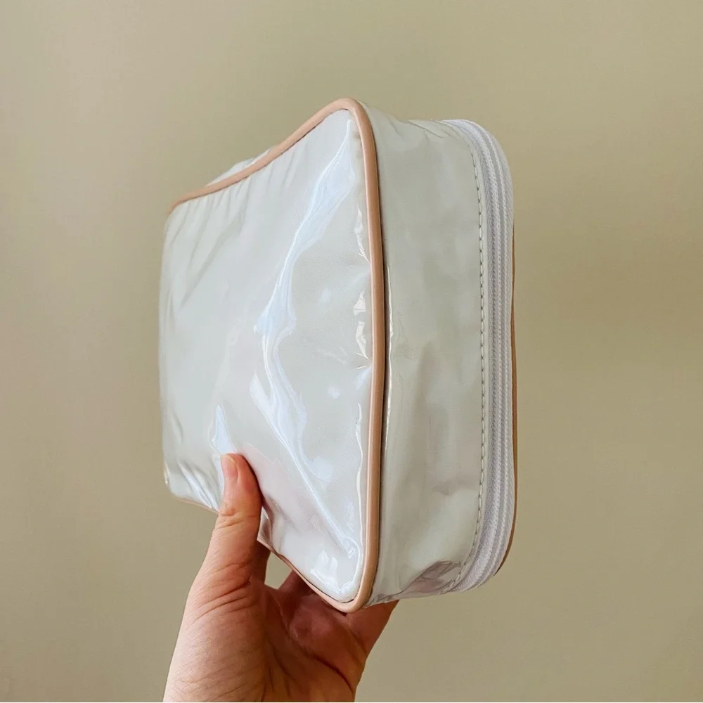 Christian Dior White Vinyl PVC Makeup Pouch Cosmetic Organizing Bag